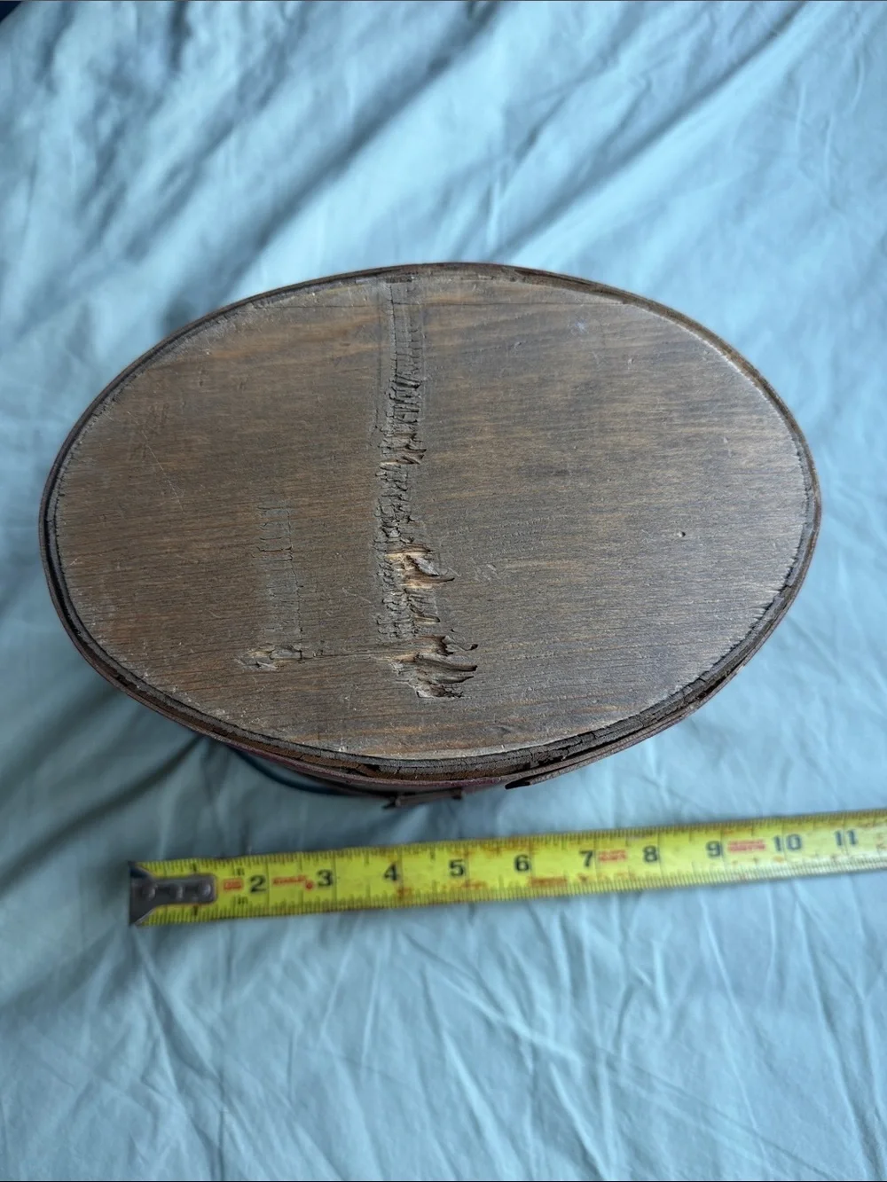 Noah's Ark Painted bent wood bucket in Red and Brown